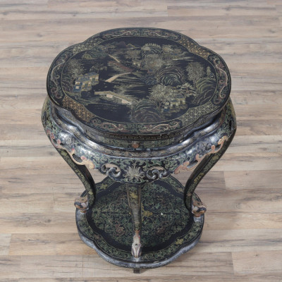 Chinese Gilt Decorated Black Lacquered Side Table