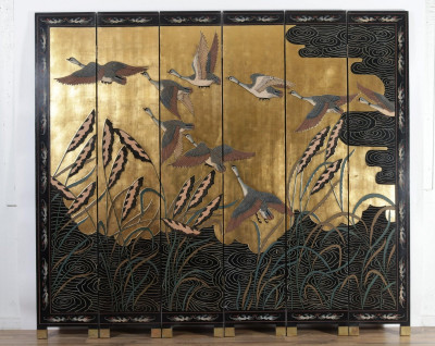 Image for Lot Chinese Coromandel Black Lacquer 6-Panel Screen