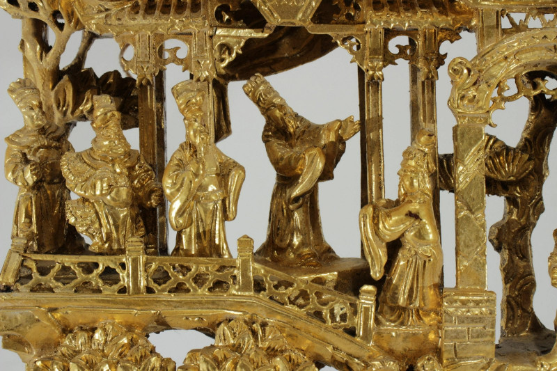 8 South East Asian Giltwood Relief Panels