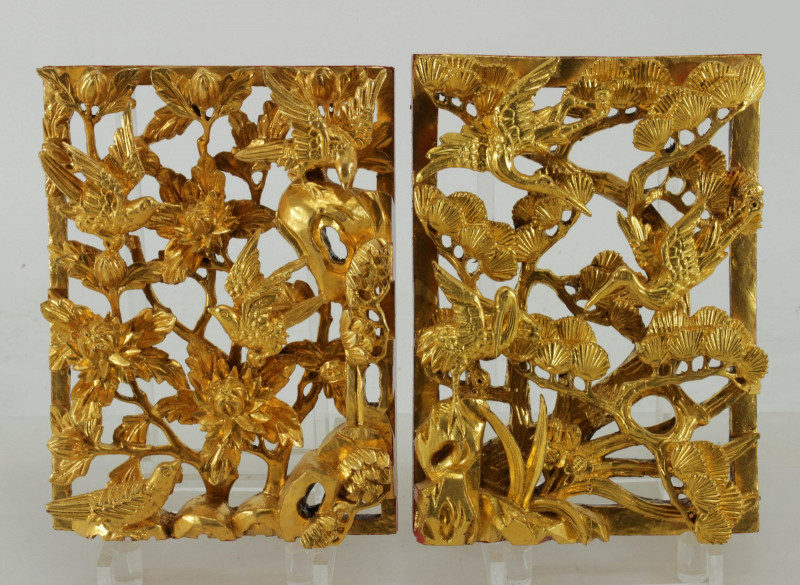8 South East Asian Giltwood Relief Panels