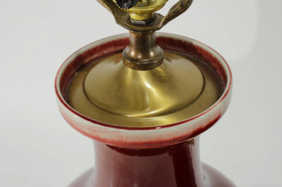 Pair Chinese Style Dang de Boeuf Porcelain Lamps