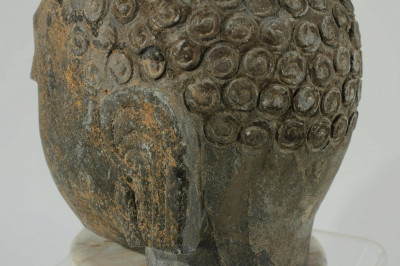 2 Chinese Style Porcelain Buddha & Stone Bust