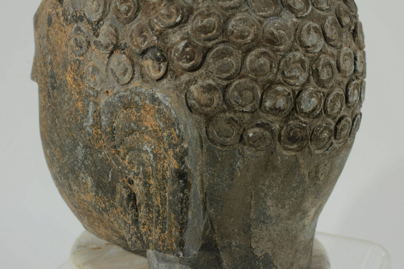 2 Chinese Style Porcelain Buddha & Stone Bust