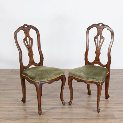 6 Italian Rococo Style Walnut Dining Chairs