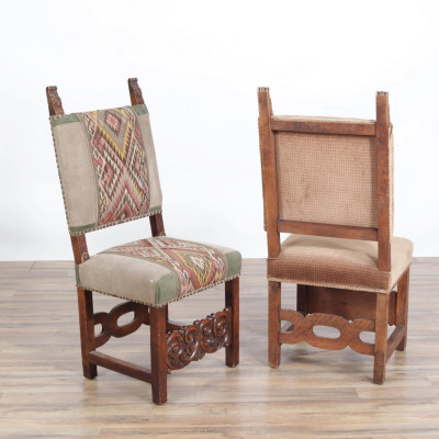 Pair Baroque Style Walnut Side Chairs