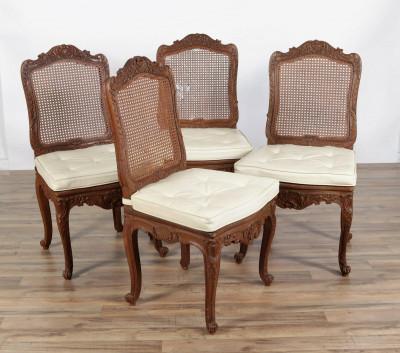 Image for Lot Set of 4 Louis XV Style Caned Beechwood Chaise