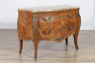 Image for Lot Louis XV Style Brass Mounted Marquetry Commode