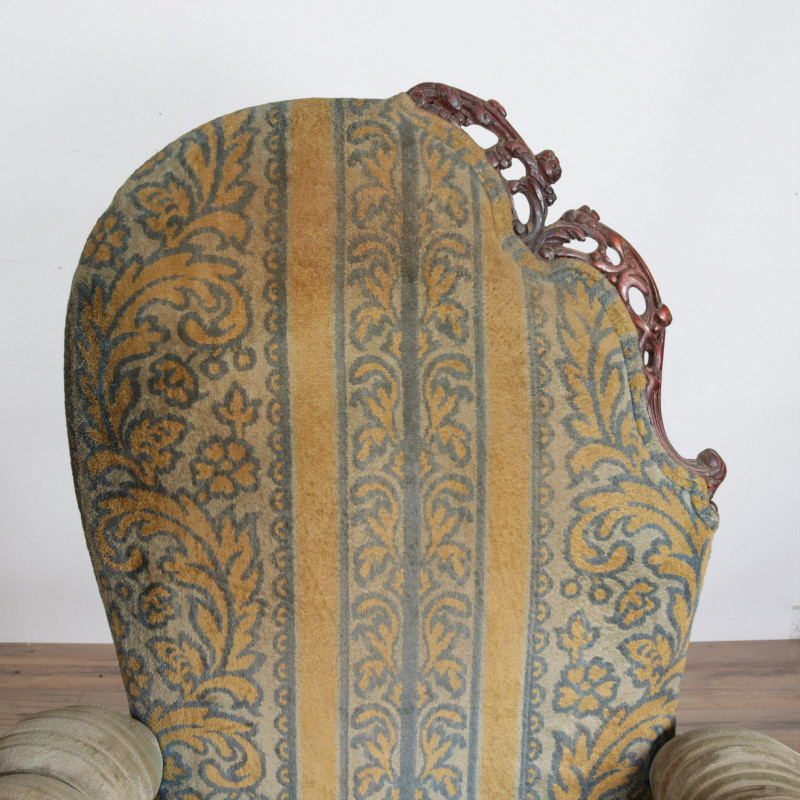 Pair Rococo Style Mahogany Armchairs, c.1940
