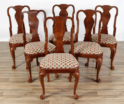 Image for Lot Set of 6 George I Style Walnut Dining Chairs