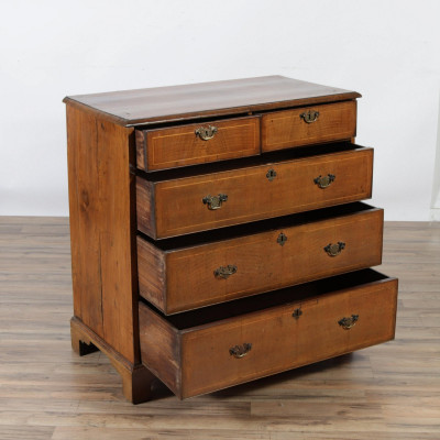 George II Style Inlaid Chest of Drawers, 19th C.