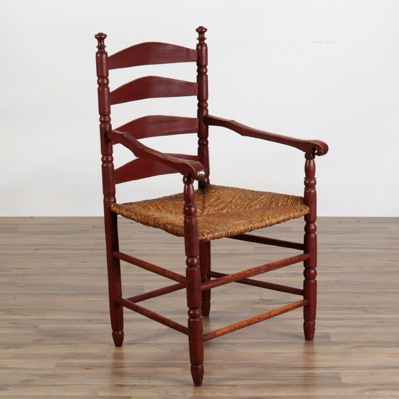 Mid Atlantic Red Stained Cherry Armchair, 19th C.