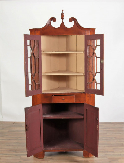 Chippendale Style Cherry Corner Cupboard