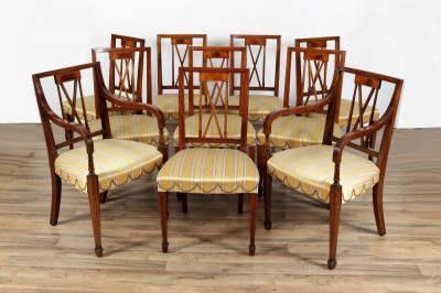Image for Lot 10 Hepplewhite Style Inlaid Mahogany Dining Chairs