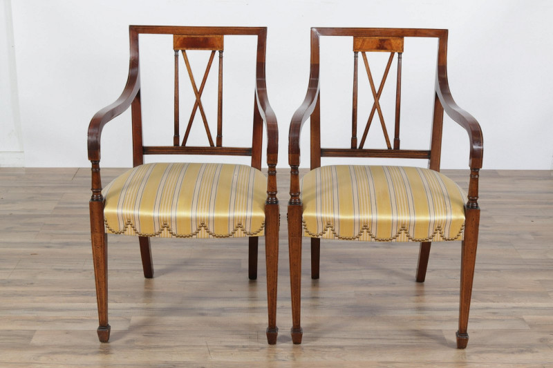 10 Hepplewhite Style Inlaid Mahogany Dining Chairs