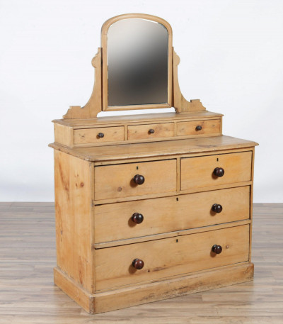 Image for Lot 19th C. American Pine Dresser with Mirror