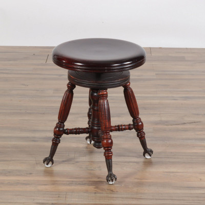 Image for Lot Victorian Cherry Adjustable Piano Stool, 19/20 C.