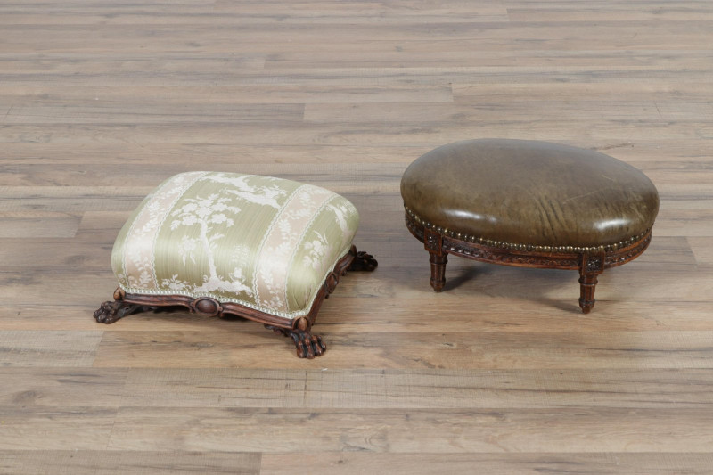 2 Footstools, Louis XV Style & Victorian