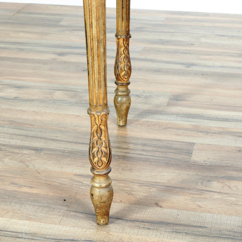 Adam Style Painted and Gilt Wood Inlaid Demi Lune