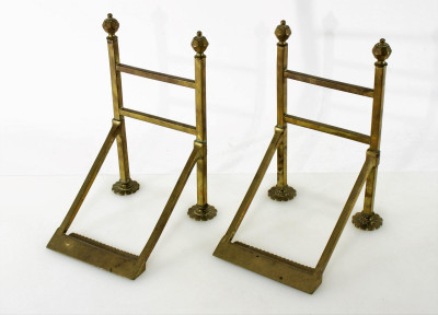 Image for Lot Pair Victorian Brass Log Brackets, 19th C.