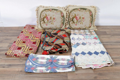 Image for Lot 4 Various Quilts & Pair of Tapestry Pillows