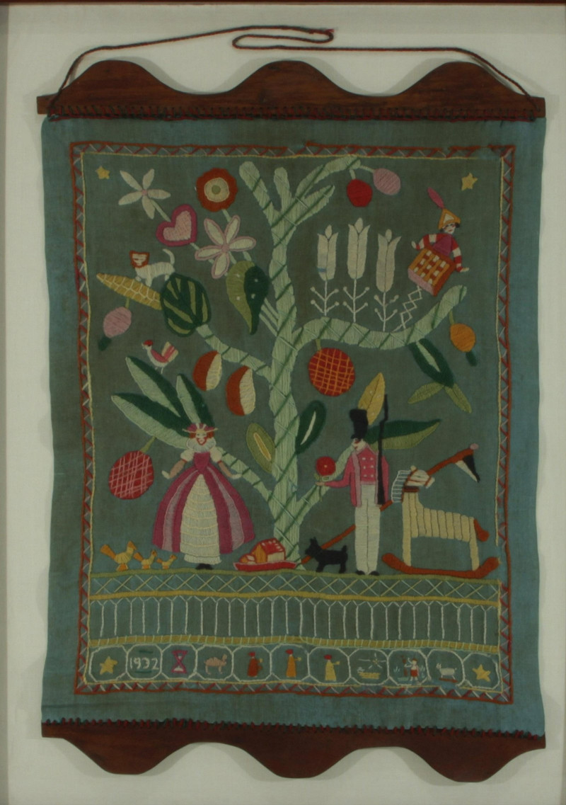 German Embroidered Wall Hanging, Early 20th C.