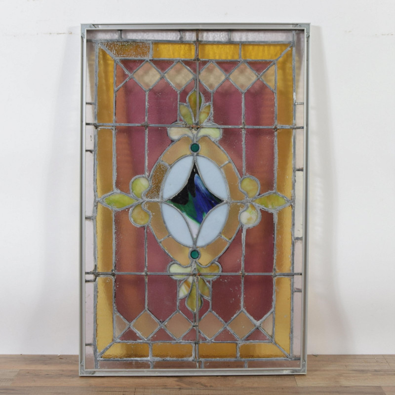 Vintage Leaded Stained Glass Window Panel