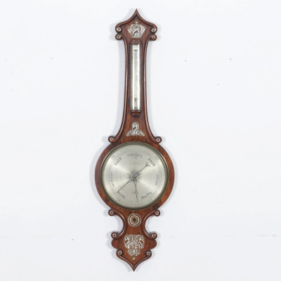 Image for Lot Victorian MOP Inlaid Barometer, Amadio, c.1860