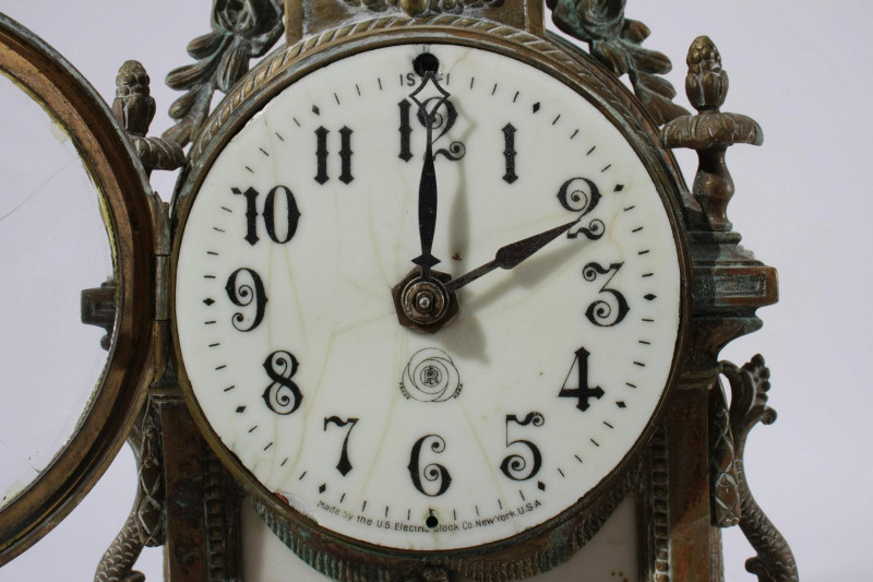 Louis XVI Style Porcelain & Brass Clock
