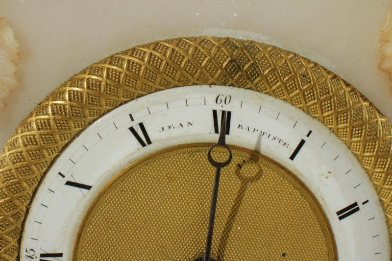 Empire Alabaster Clock, Metz, E. 19th C.