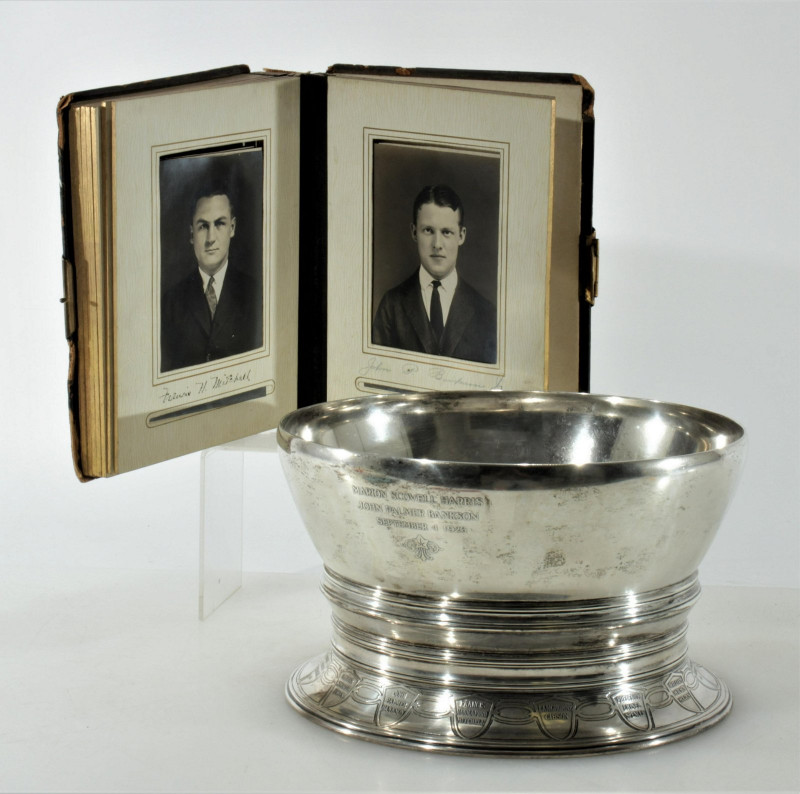 Tiffany Sterling Yale Scroll and Key Pedestal Bowl