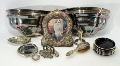 Image for Lot Group of Sterling & Silverplate Table Articles