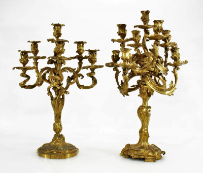 Image for Lot Near pair of Louis XV Style Bronze Candelabra