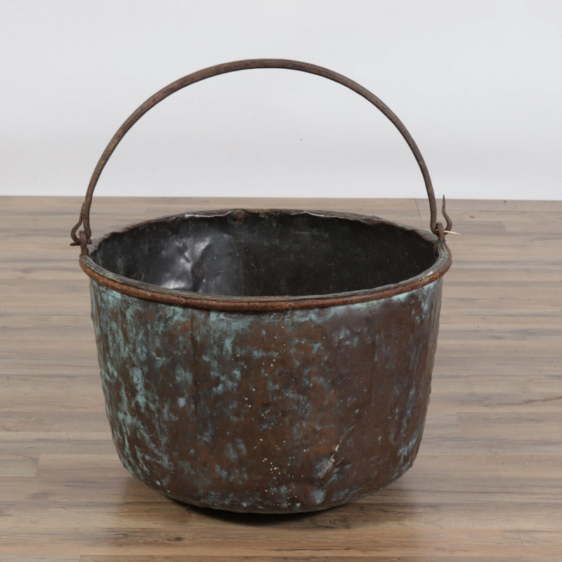 Patinated Copper Fireplace Cauldron