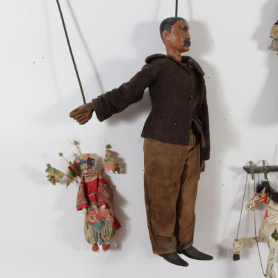 Vintage Painted Wood, Costumed Marionette Figures