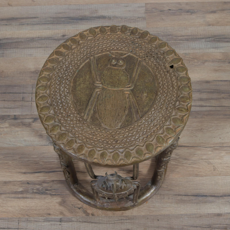 Benin Style Cast Brass Stool