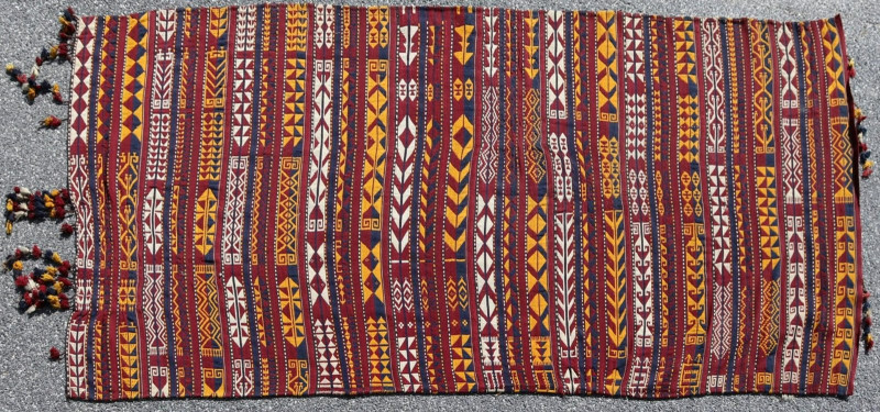Afghan Flat Weave Wool Rug 4-6 x 9-1