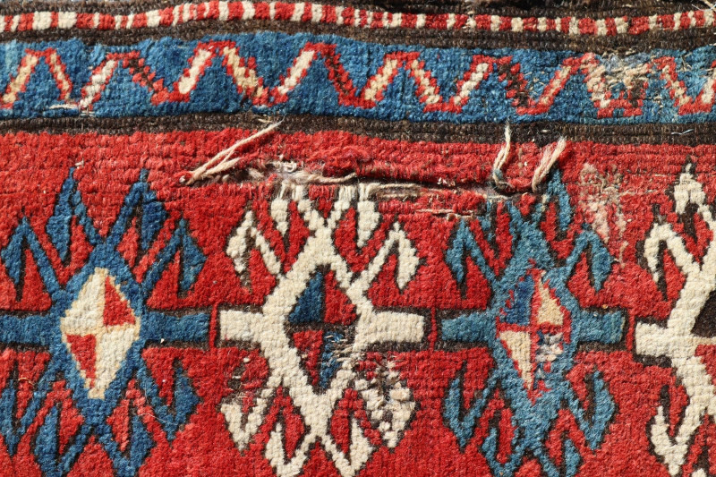 Antique Kazak Wool Rug 5 x 10-2