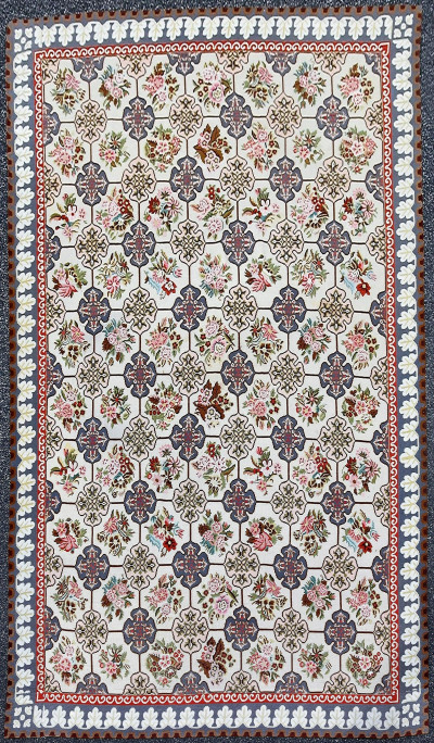 Image for Lot European Hand Stitched Floral Rug 11-5 x 16-2