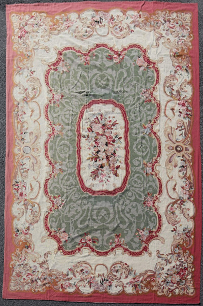 Image for Lot French Style Needlepoint Wool Rug 11-9 x 18