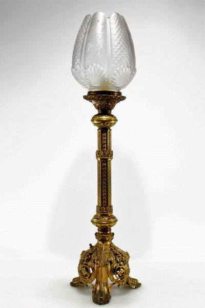 Image for Lot Renaissance Revival Gilt Brass Lamp
