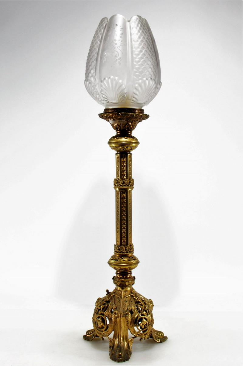 Renaissance Revival Gilt Brass Lamp