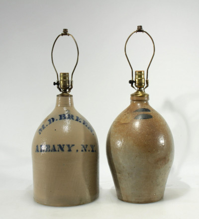 Image for Lot 2 Stoneware Jug Lamps; M.D. Breem Albany NY