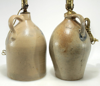 2 Stoneware Jug Lamps; M.D. Breem Albany NY