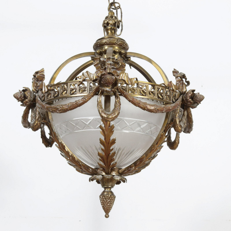 Classical Style Brass & Etched Glass Lantern