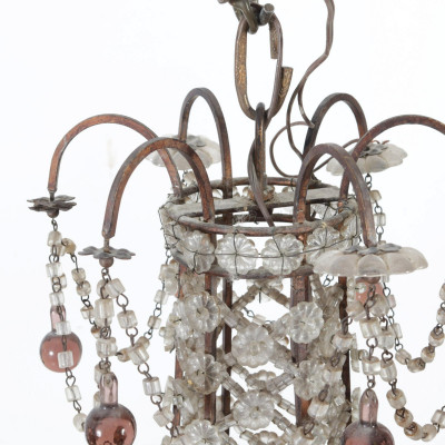 Classical Style Amber & Clear Glass Chandelier