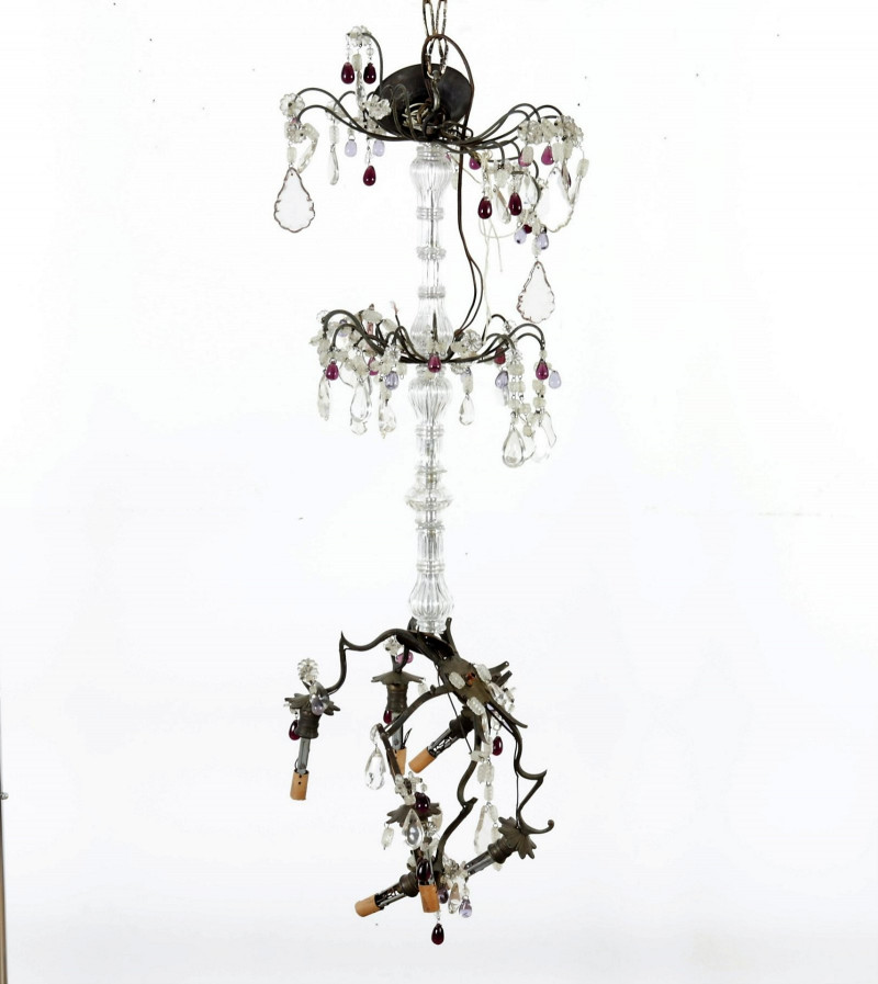 Louis XV Style Amethyst Glass & Brass Chandelier