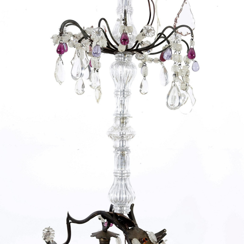 Louis XV Style Amethyst Glass & Brass Chandelier