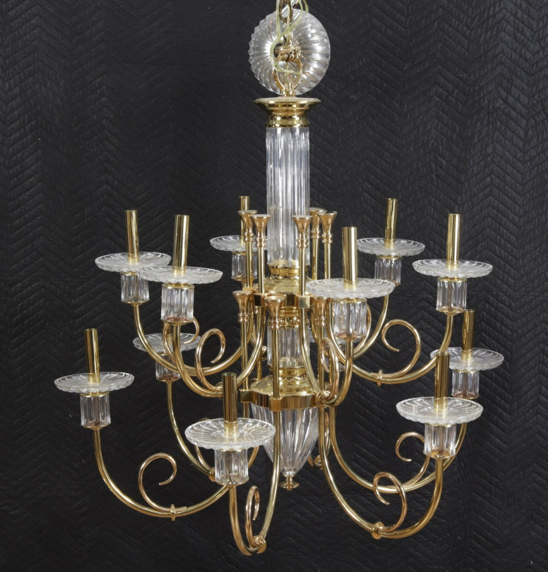 Classical Style Brass & Glass 12-Light Chandelier
