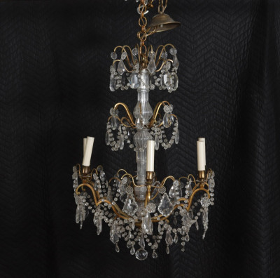 Image for Lot Louis XV Style Brass & Glass 6-Light Chandelier