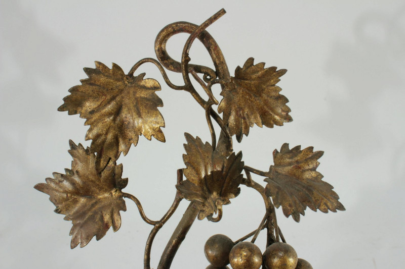 Pair Rococo Style Gold Painted Iron Grape Sconces